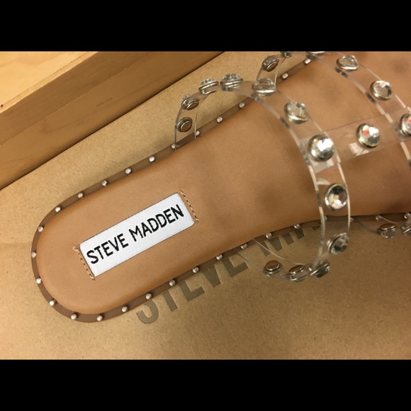 Beautiful Steve Maddens Silver Studded clear Flats - Picture 4 of 17